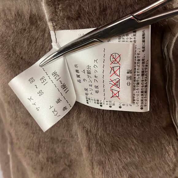 Y2K Shearling Sheepskin Penny lane Fur Leather Coat Blue Fox Trim S-M - Picture 11 of 15